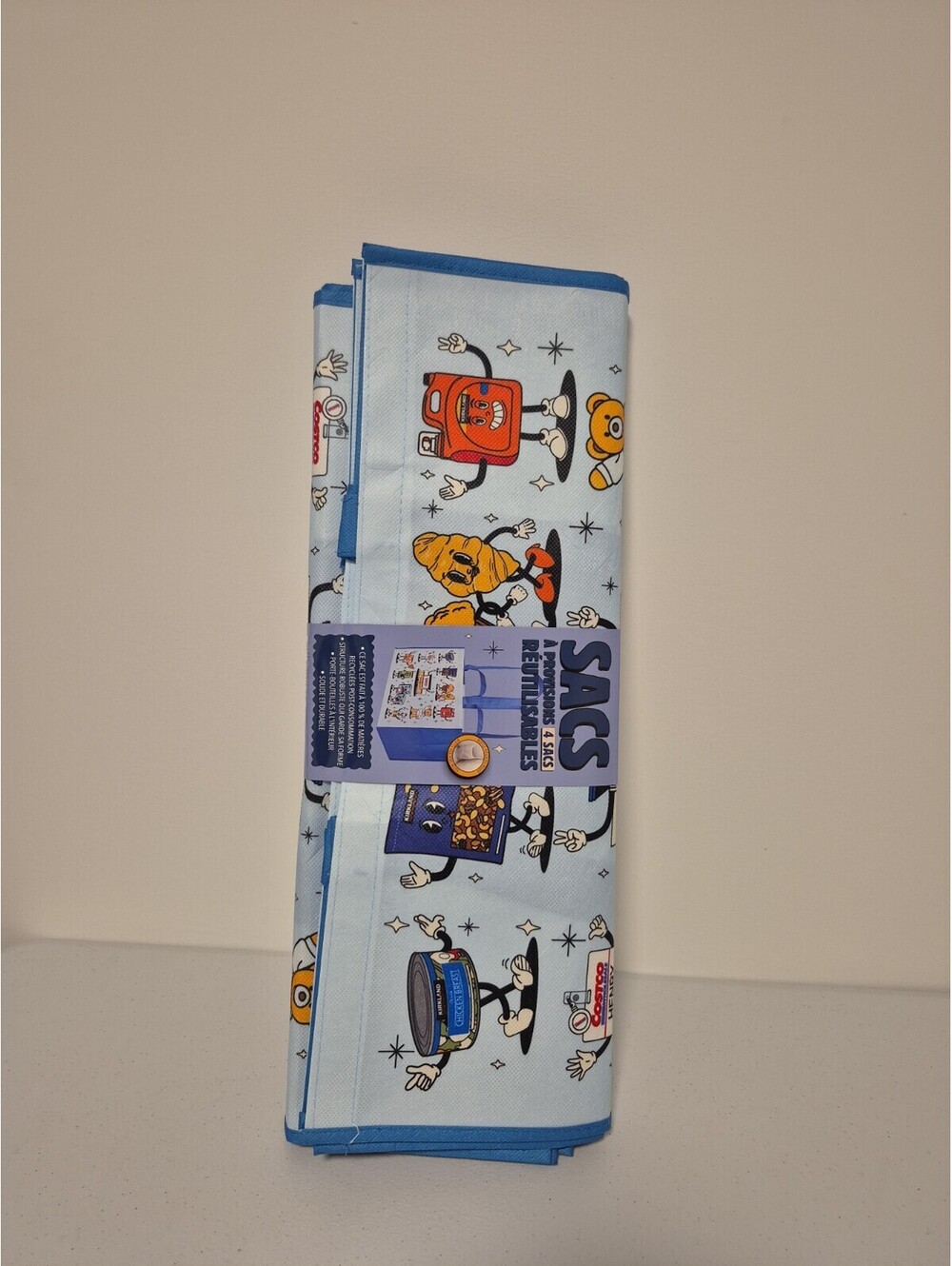 Set Of 4 Pack Canada Exclusive Costco Kirkland BLUE Reusable Bag Tote NEW 2026